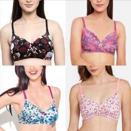 01 Piece Soft Printed Multi Color Stretchable Bra